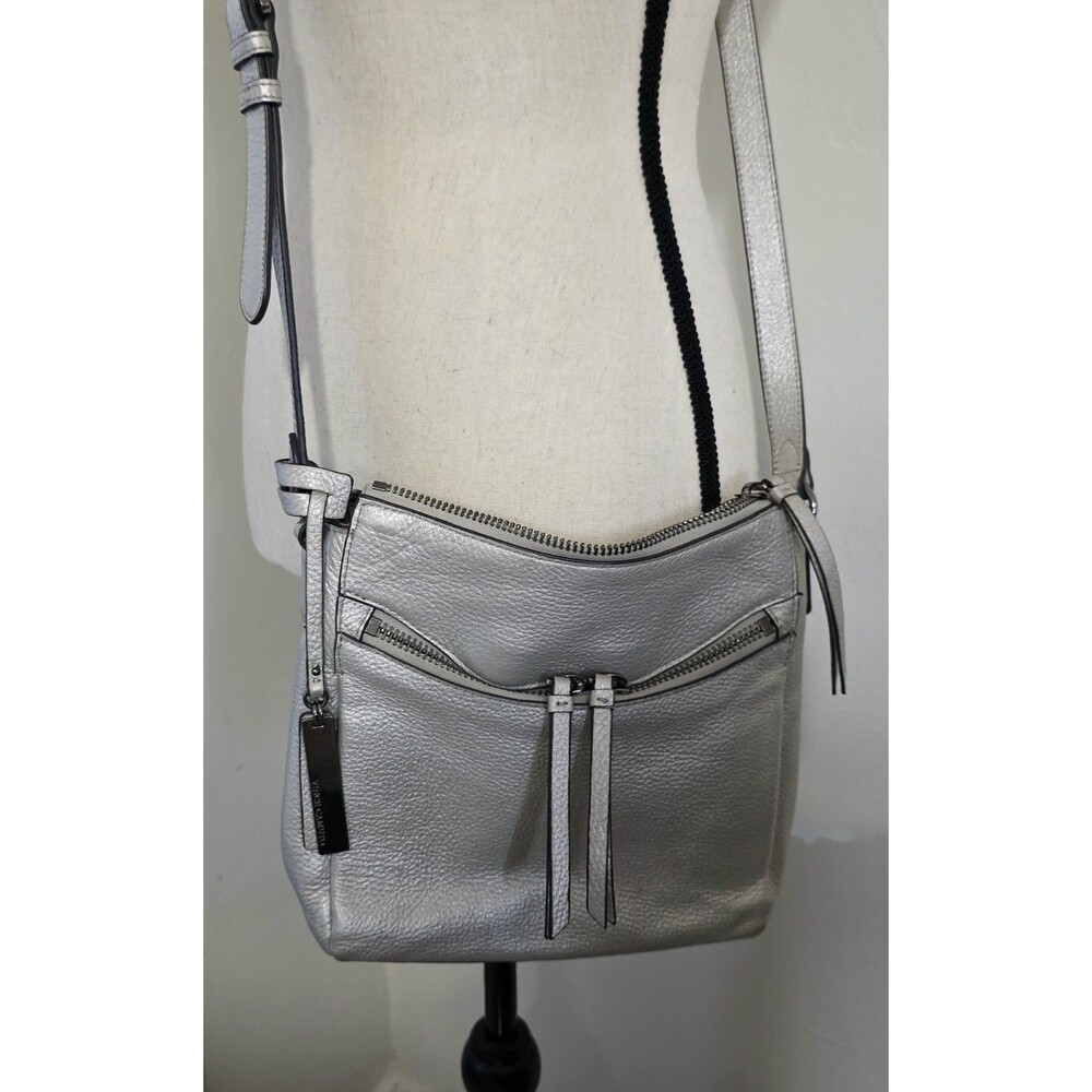 Vince Camuto Metallic Leather Zip Pockets Shoulder/Crossbody Bag EuC